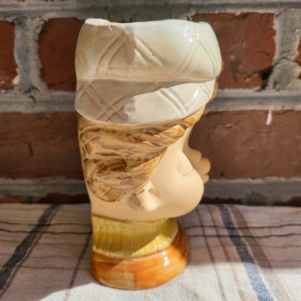 Vintage Wall Pocket Head Face Boy with Hat Wall Vase Vintage • MCM Wall Vase